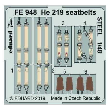  Heinkel He-219A-7 seatbelts STEEL (designed to be used with Tamiya kits)