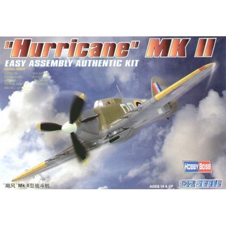 Maquette avion Hawker Hurricane Mk.II Easy Build Avec 1 pièce d'ailes et 1 pièce de fuselage. Les autres pièces sont normales. O