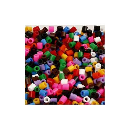  Perles à repasser, dim. 5x5 mm, diamètre intérieur 2,5 mm, couleurs classiques, moyennes, 1100assortis