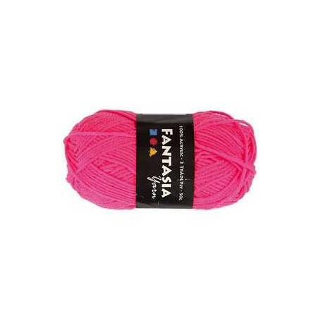  Pelote de laine acrylique Fantasia, L: 80 m, rose néon, 50gr