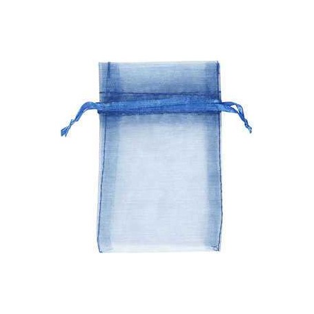 Textile Sacs en Organza, bleu, dim. 7x10 cm, 10pièces