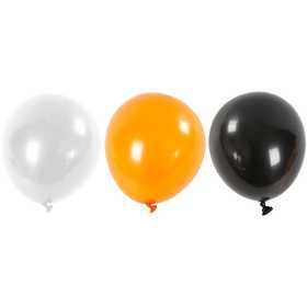  Happy Moments Ballons, blanc, orange, noir, d: 23-26 cm, Ronds, 10ass