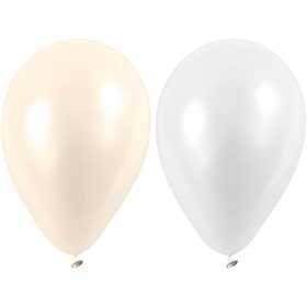  Happy Moments Ballons, blanc, nacré, d: 23 cm, ronds, 10assortis- - A