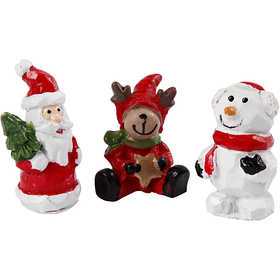  CC Hobby Petites figurines, h: 35 mm, L: 10 mm, Figurines de Noël, 3p