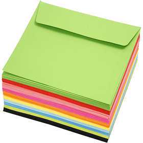  CC Hobby Enveloppes colorées, dim. 16x16 cm, 80 gr, Couleurs assorti
