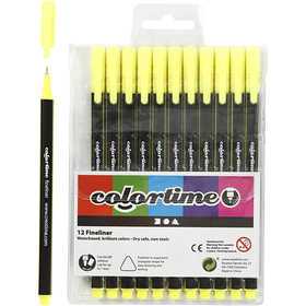  Colortime Marqueurs Colortime Fineliner, trait: 0,6-0,7 mm, jaune, 12