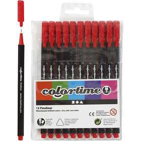  Colortime Feutres Colortime Fineliner, trait: 0,6-0,7 mm, rouge, 12pi