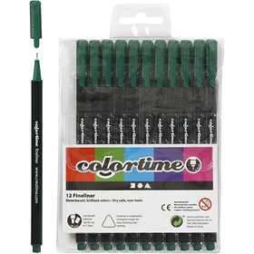  Colortime Marqueurs Colortime Fineliner, trait: 0,6-0,7 mm, dark gree