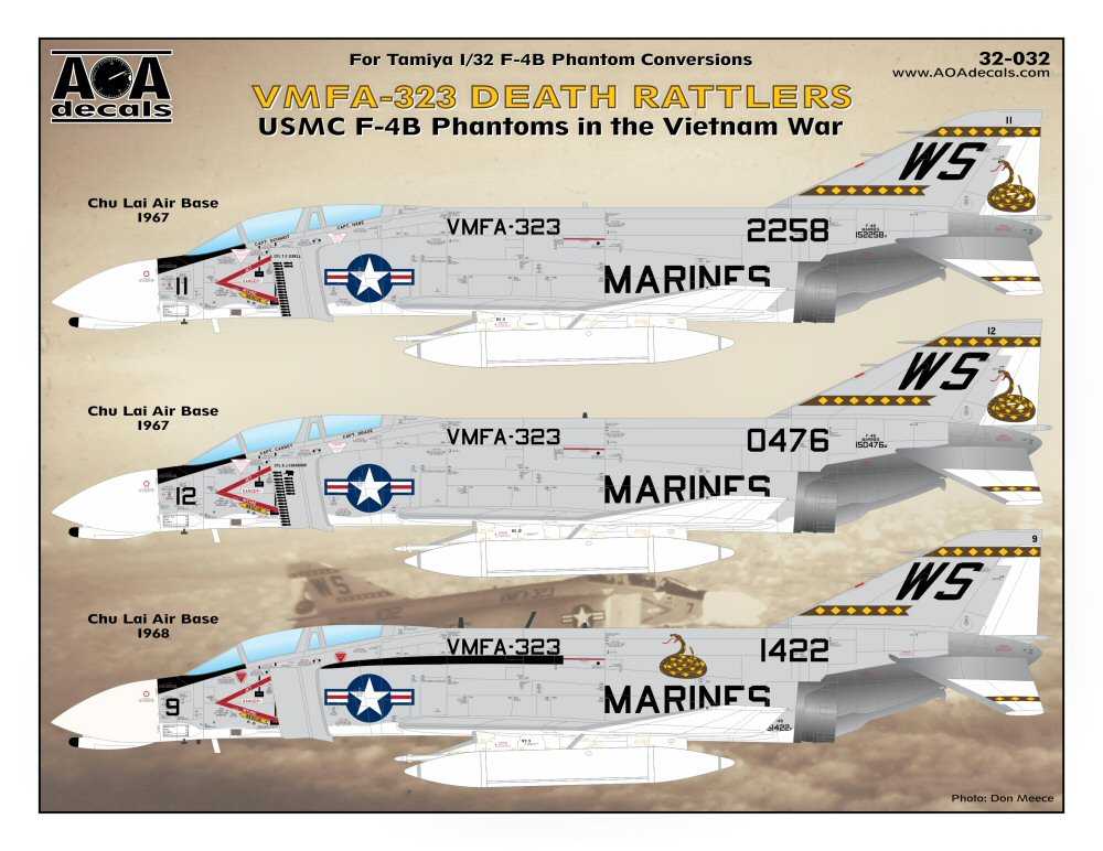  AOA Decals Décal VMFA-323 Death Rattlers - USMC McDonnell F-4B Fantôm
