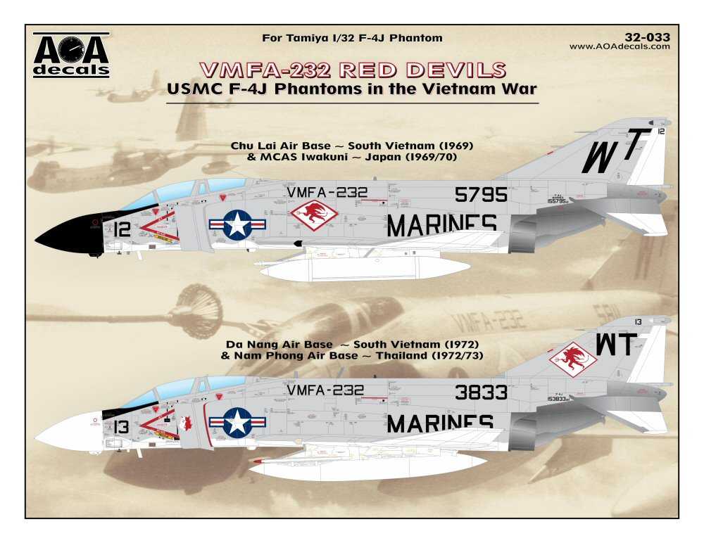  AOA Decals Décal VMFA-232 Red Devils - USMC McDonnell F-4J Les fantôm