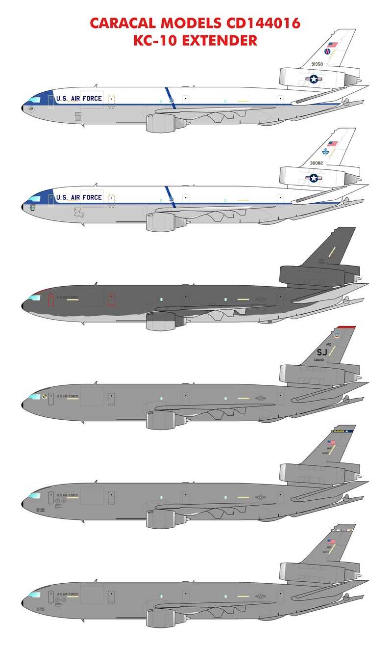  Caracal Models Décal KC-10 Extender Basé sur l’avion de ligne DC-10, 