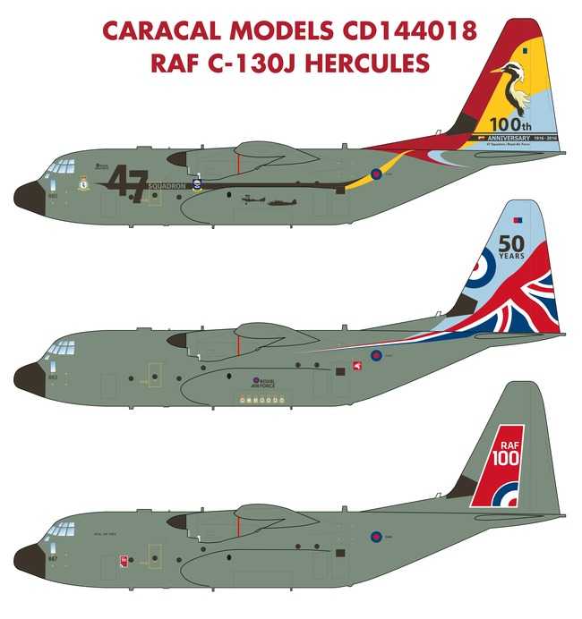  Caracal Models Décal RAF Lockheed C-130J Hercules Conçue pour le kit 