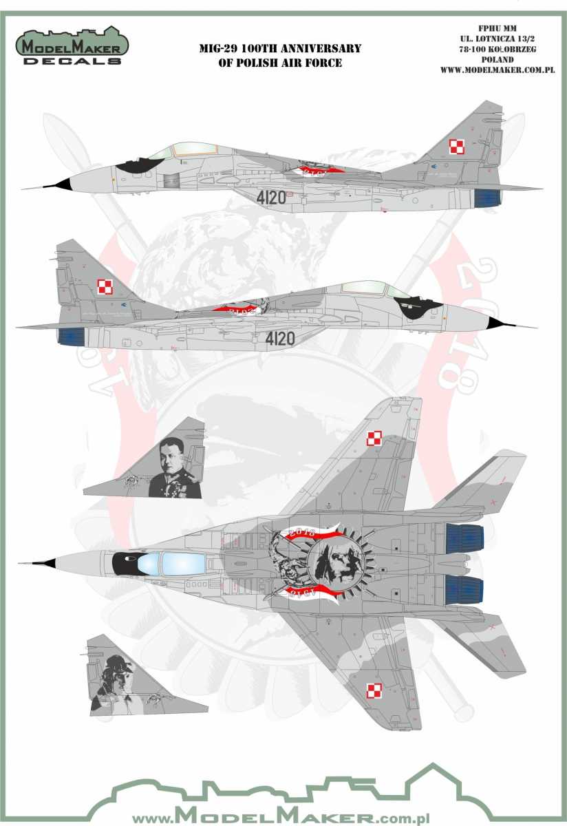  Model Maker Decals Décal Mikoyan MiG-29 100e anniversaire de l'armée 