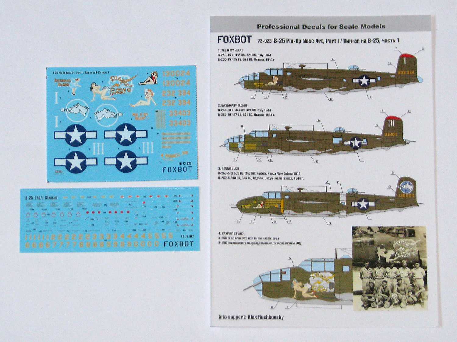  Foxbot Decals Décal Nord-Américain B-25C / D Mitchell Art du nez et 