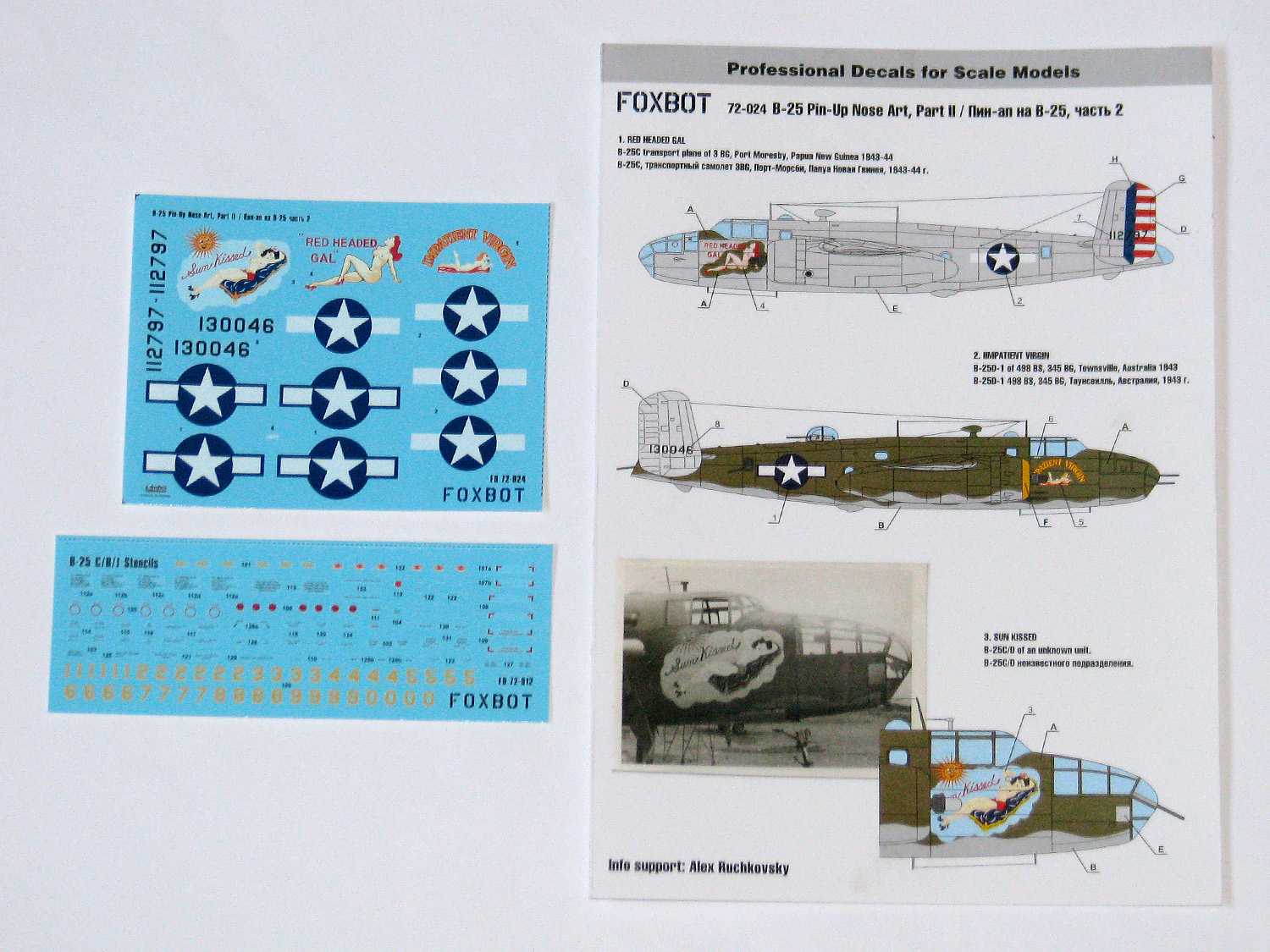  Foxbot Decals Décal Nord-Américaine B-25C / D Mitchell Art du nez et