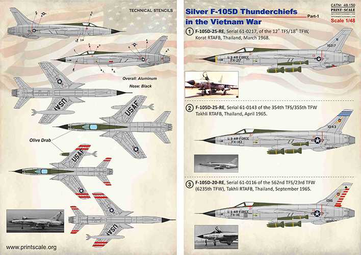  Print Scale Décal République argentine F-105D Thunderchiefs dans la g