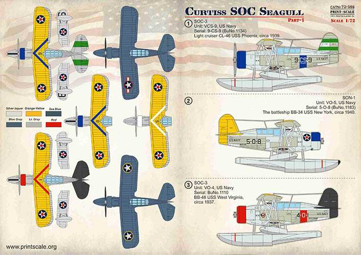  Print Scale Décal Curtiss SOC Seagull Part 1 1. SOC-3 Unité: VCS-9, U