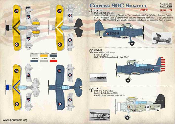  Print Scale Décal Curtiss SOC Seagull Part 2 1. SOC-3A Unité: VS-201,