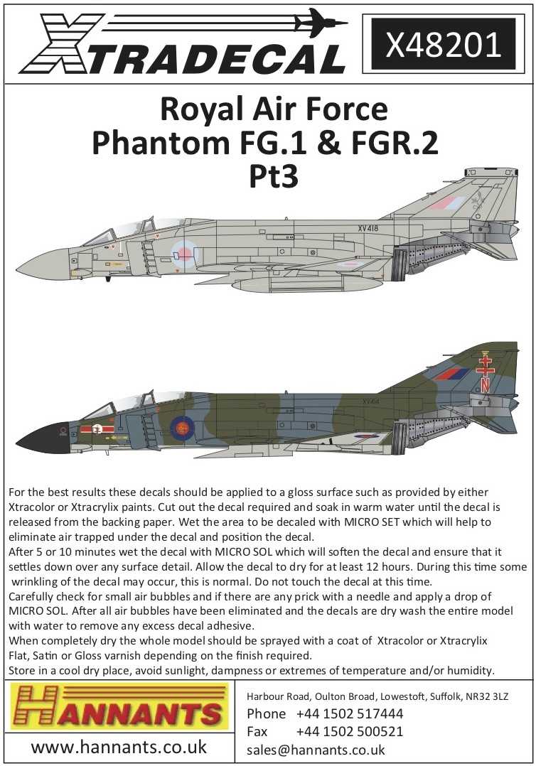  Xtradecal Décal McDonnell-Douglas Phantom FG.1 / FGR.2 (5) FG.1 XV574