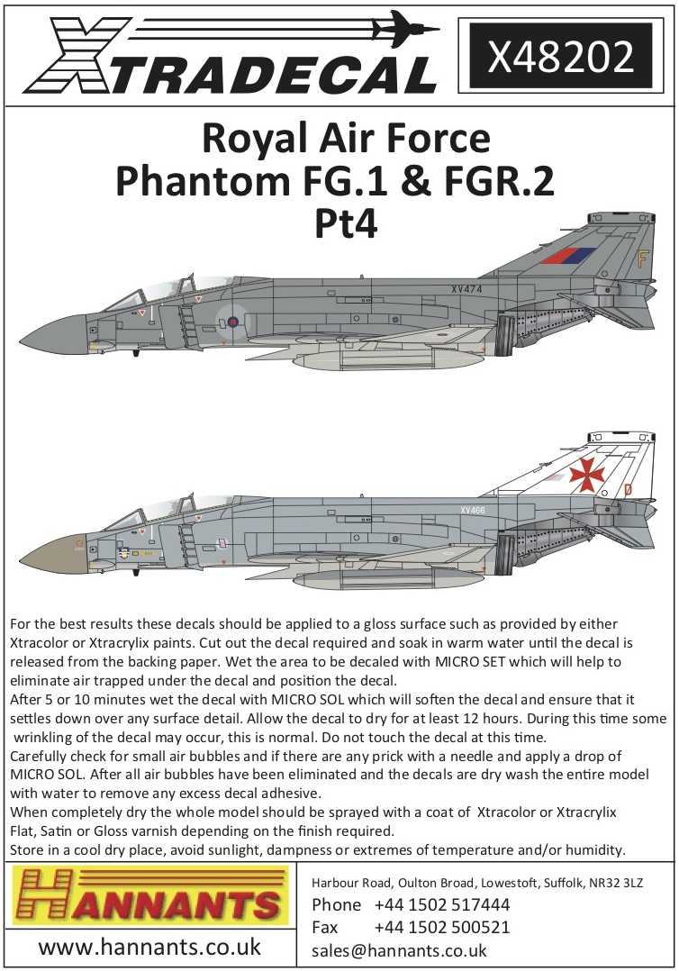  Xtradecal Décal McDonnell-Douglas Phantom FG.1 / FGR.2 (7) FGR.2 XV40