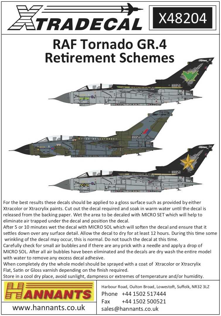  Xtradecal Décal Régime de retraite de la RAF Tornado GR.4 (3) Panavia
