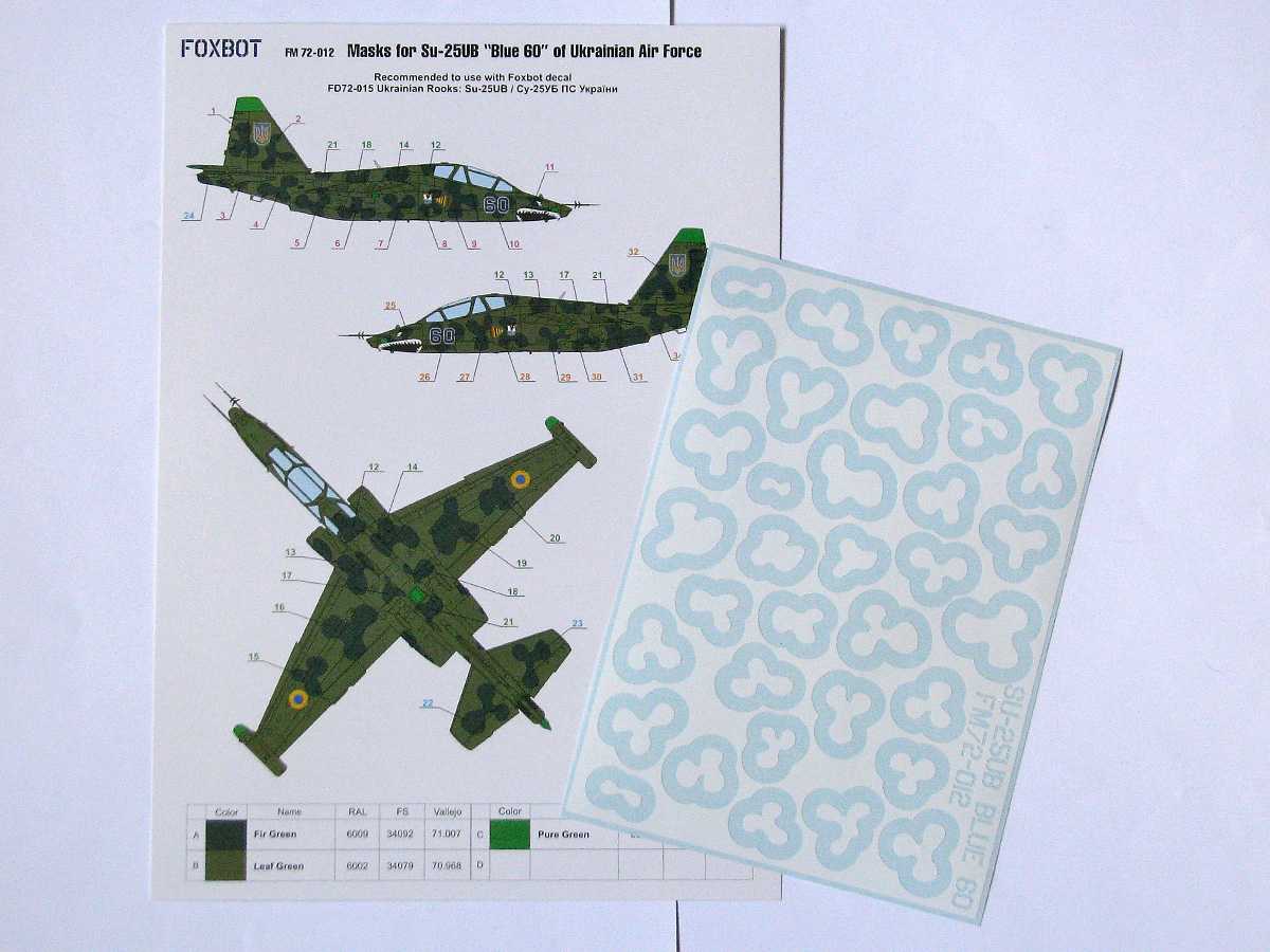  Foxbot Decals Masques pour Sukhoi Su-25UB Blue 60-1/72 - Accessoires