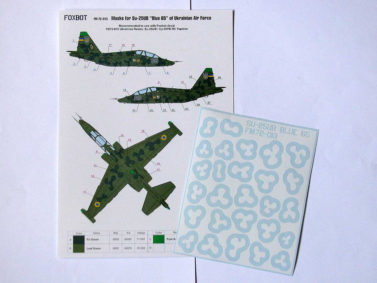  Foxbot Decals Masques pour Sukhoi Su-25UB Blue 65-1/72 - Accessoires