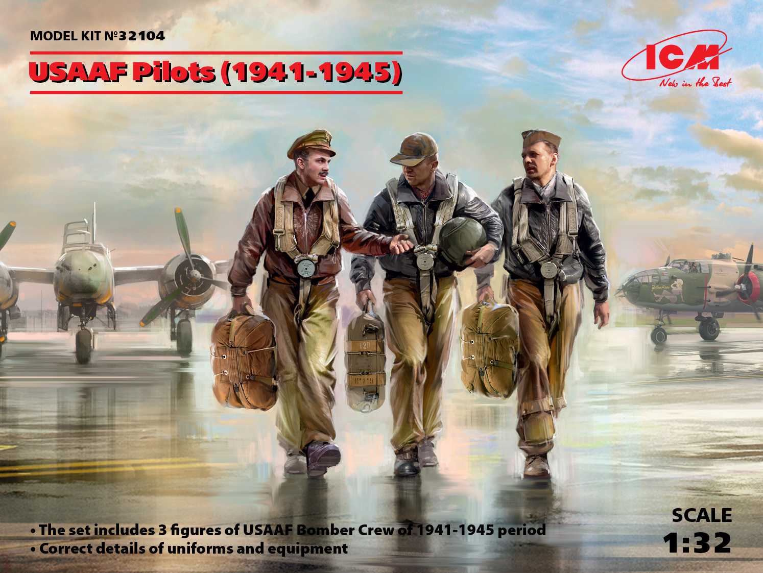 Figurines ICM USAAF Pilots (1941-1945) (3 figures en marche) (100% de 