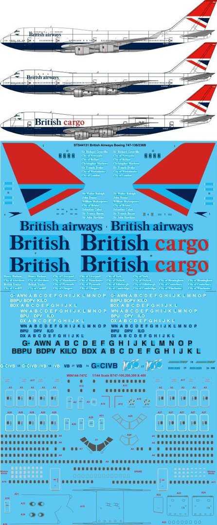  26 Decals Décal British Airways Negus & Boeing Negus 747-136,236,436 