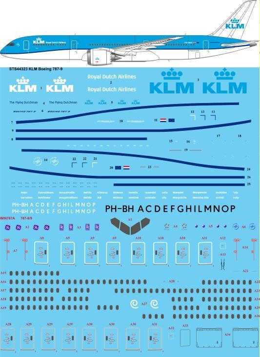  26 Decals Décal KLM Boeing 787-9-1/144 - Accessoires