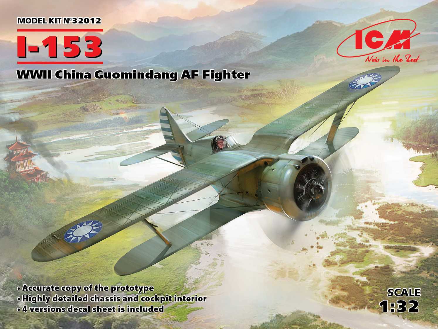 Maquette ICM Polikarpov I-153, chasseur de l'armée de l'air chinoise G