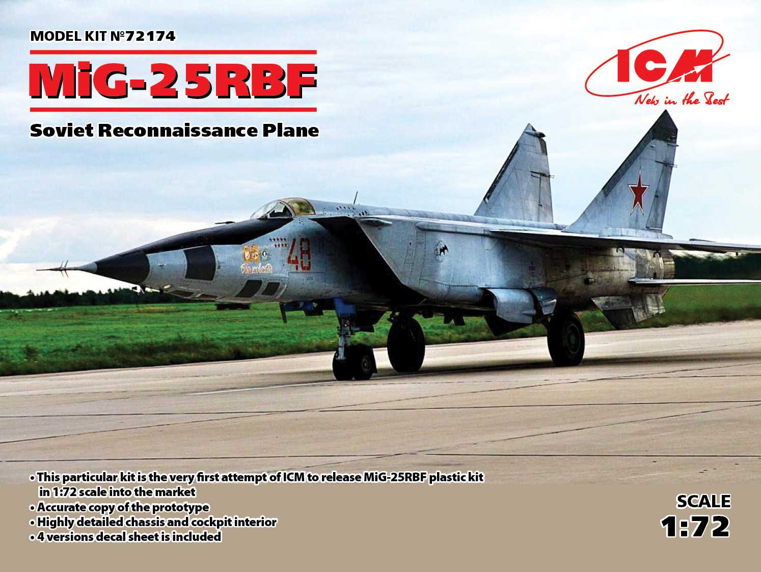 Maquette ICM Mikoyan MiG-25RBF, avion de reconnaissance soviétique-1/7