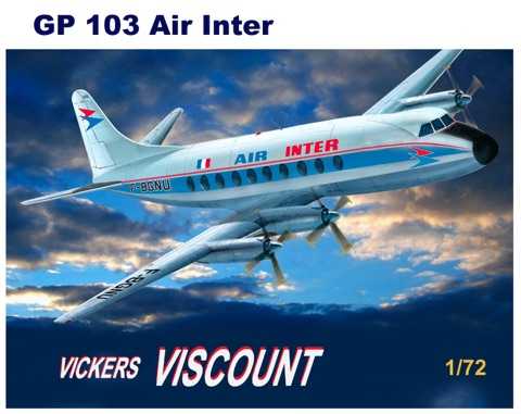 Maquette Mach 2 Vickers Viscount 700 avec décalques pour Air Inter-1/7