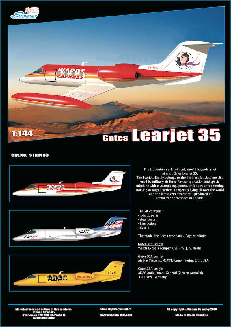 Maquette Stransky Kits Décalcomanies Gates Learjet 35A pour la société