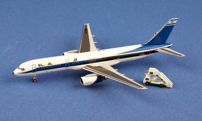 Miniature AeroClassics El Al Israel Boeing 757-258 4X-EBM + truck- 1/4