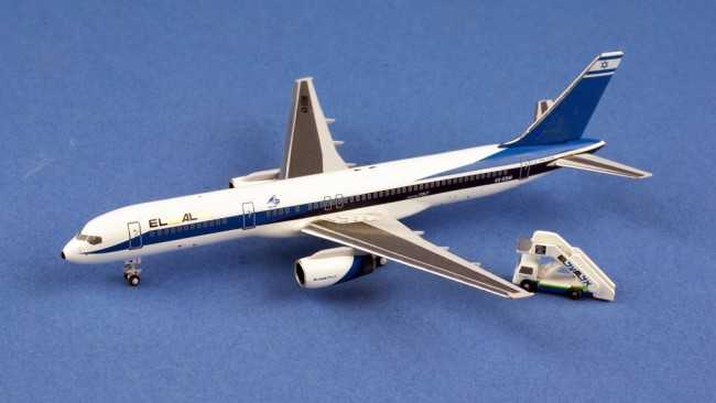 Miniature AeroClassics El Al Israel Boeing 757-258 4X-EBM + truck - 1/