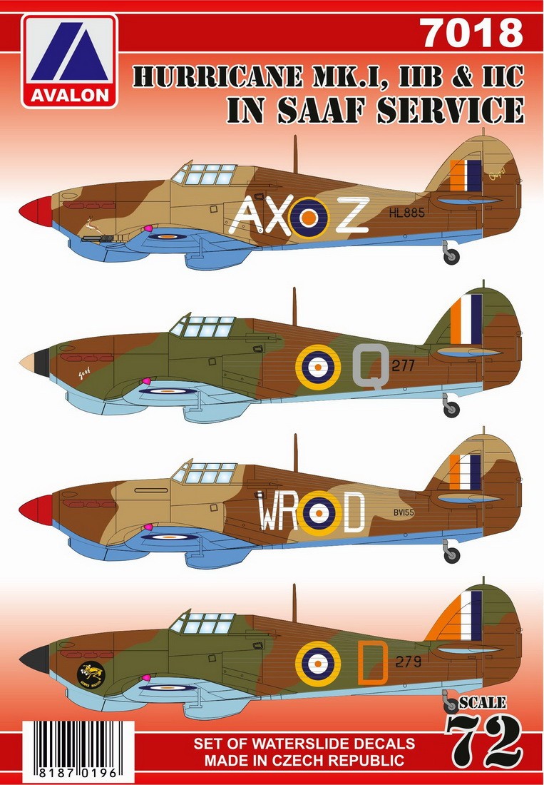  Avalon Décal Hawker Hurricane Mk.I / Mk.IIB / Mk.IIC au service de la