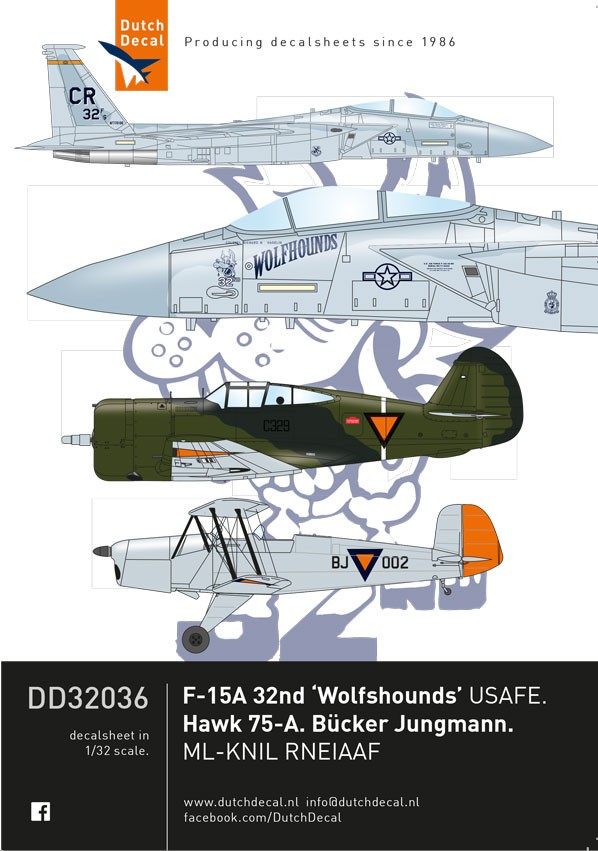  Dutch Decal Décal Curtiss-Hawk H-75A-4, Bucker Jungmann RNEIAAF.McDon
