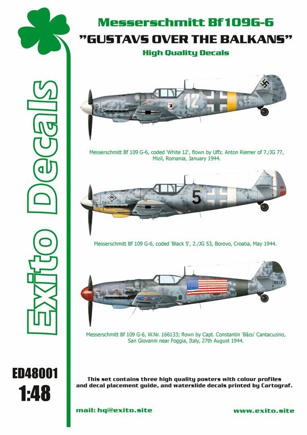  Exito Decals Décal Messerschmitt Bf-109G-6, «White 12», piloté par Uf