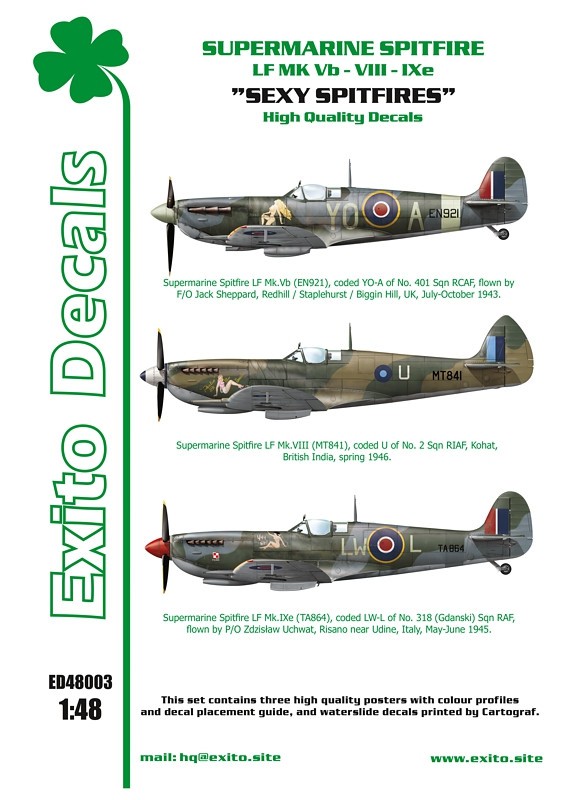  Exito Decals Décal «Sexy Spitfires» et comprend les marques de trois 