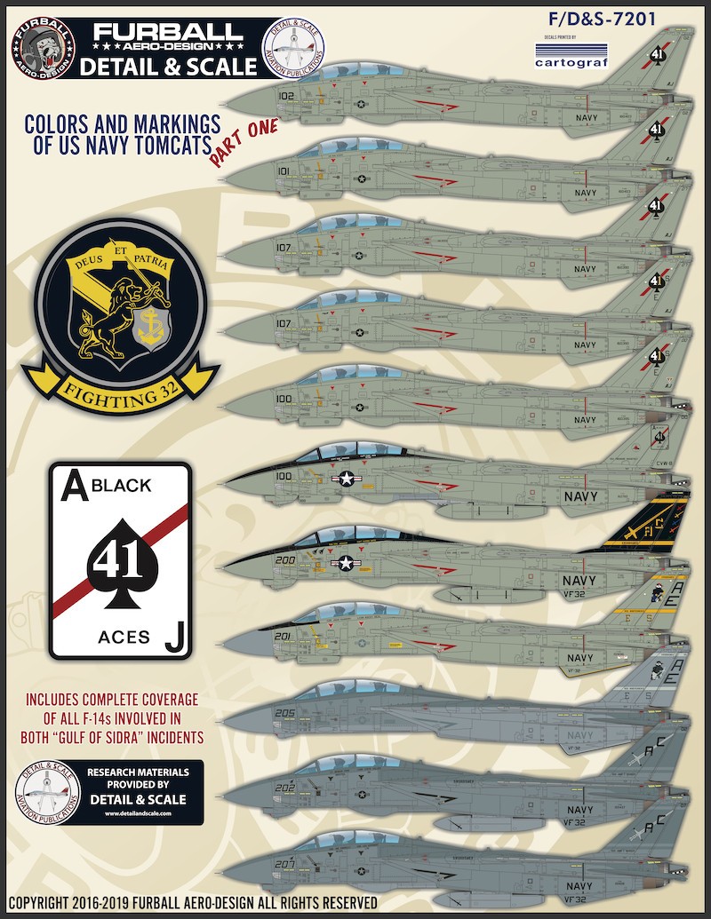  Furball Aero-Design Décal Grumman F-14A Tomcats, partie 1 Couleurs e