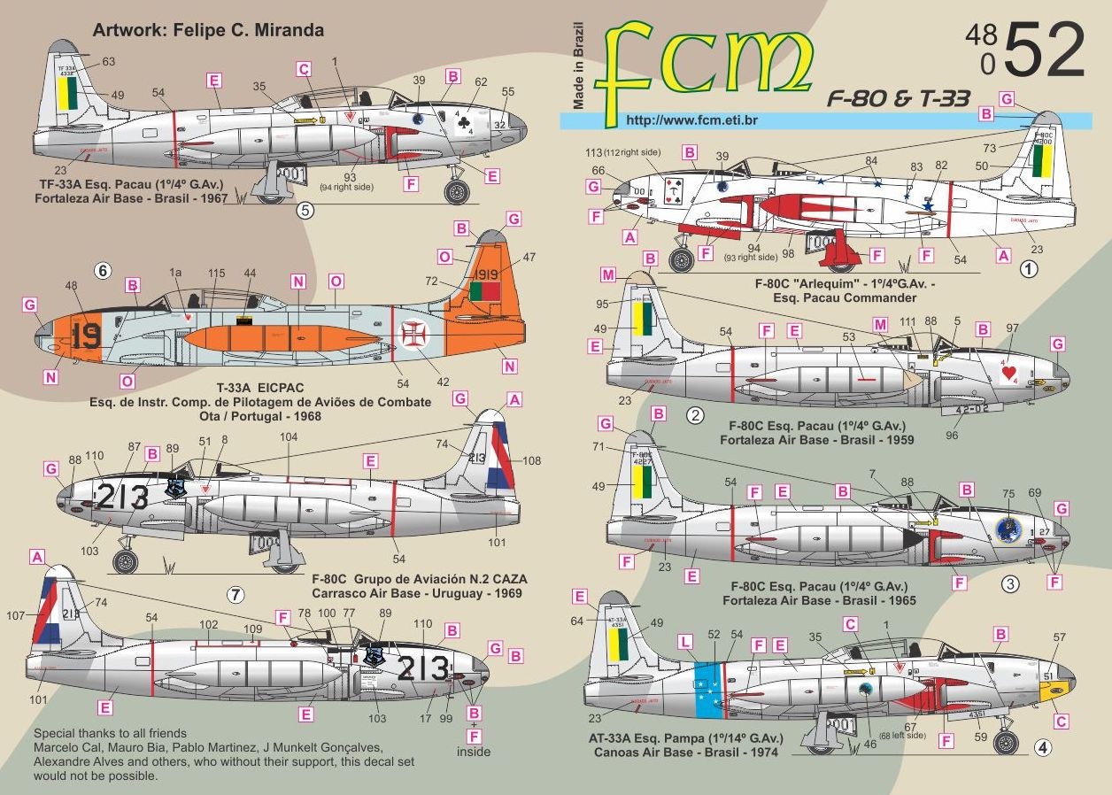  FCM Décal Lockheed F-80 & TF-33 Version 1 F-80C “Arlequim 1º / 4º