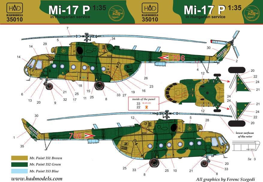  HAD Models Décal Mil Mi-17P dans le service hongrois pour le kit Trum