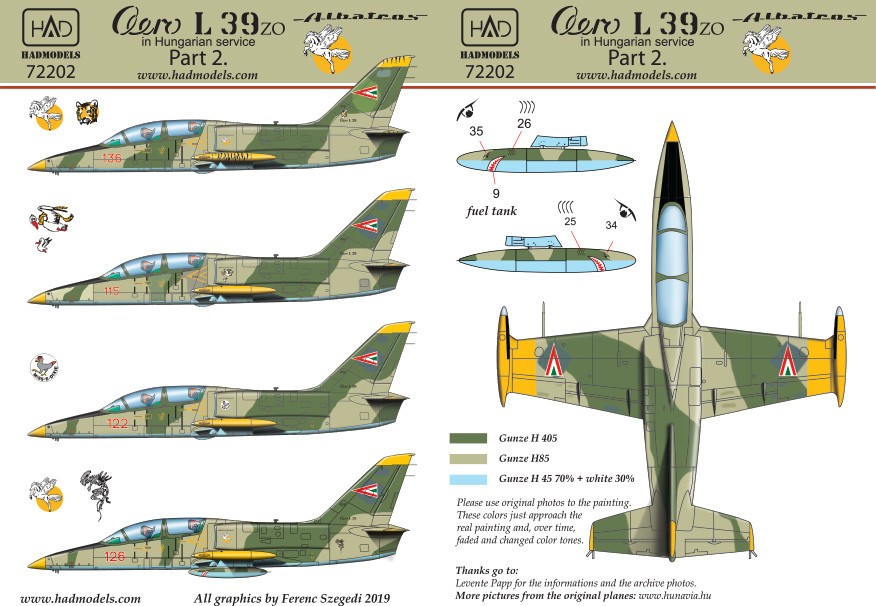  HAD Models Décal Aero L-39ZO dans le service hongrois partie 2-1/72 -