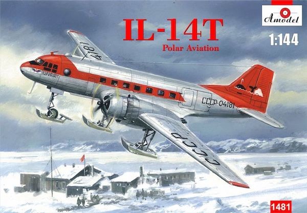Maquette AModel Ilyushin Il-14T Polar Aviation sur des skis-1/144 - Ma