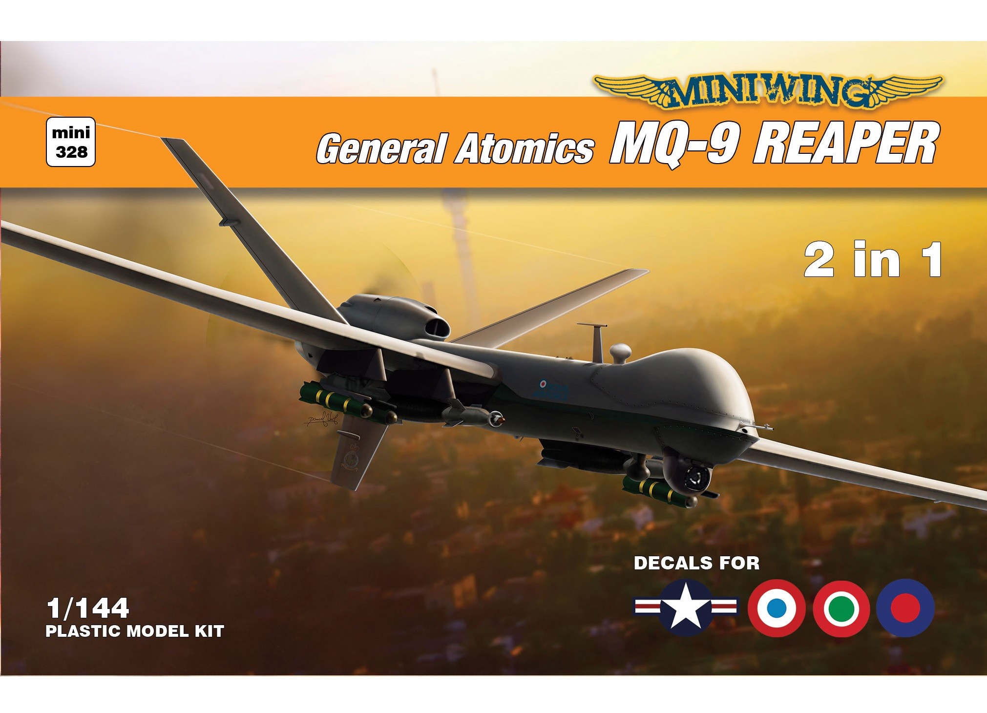 Maquette Miniwings General Atomics MQ-9 Reaper. Décalques pour RAF, Fr