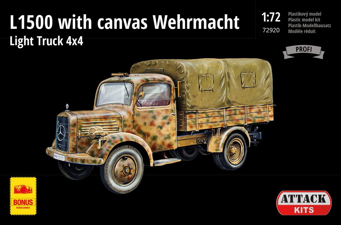 Maquette Attack MB L1500 Camion léger 4x4 Wehrmacht, avec toit en toil