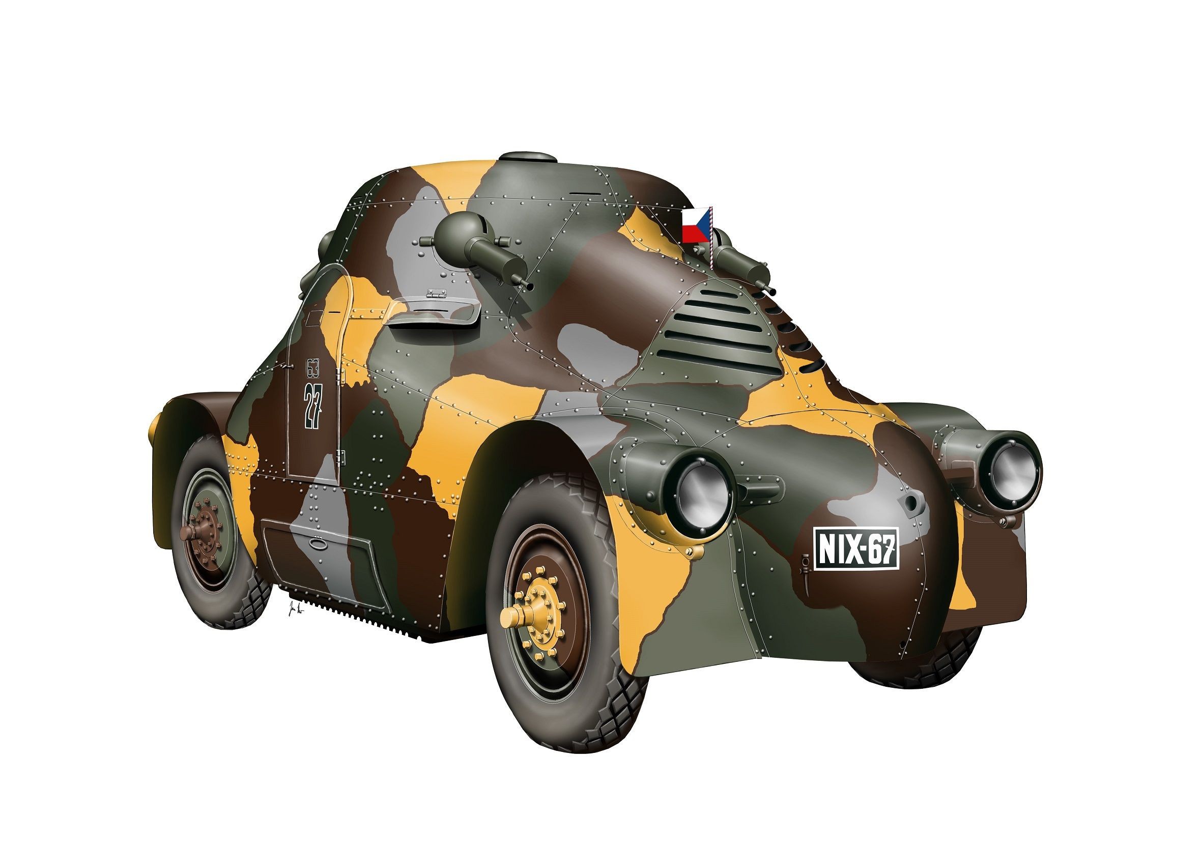  Planet Models Skoda PA.II Turtle Czech.armoured voiture-1/72 - Access