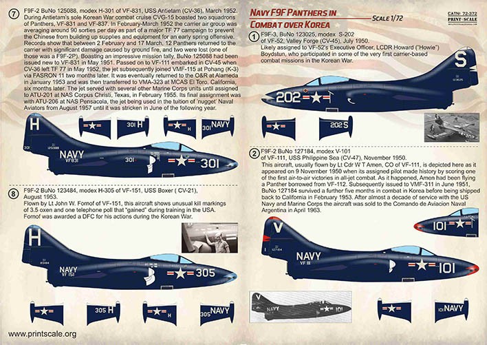  Print Scale Décal Marine Grumman F9F-2 / F9F-3 Panthères en combat de