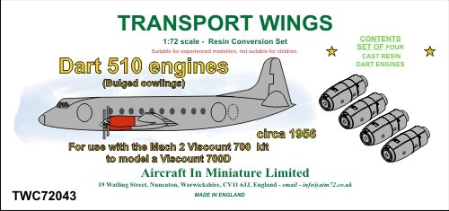  AIM - Transport Wings Moteur Dart 510 (avec carénage bombé) - ensembl